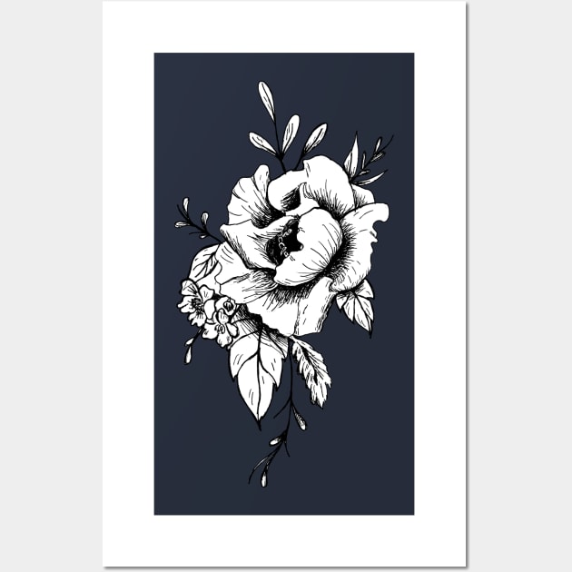 Peony flower design Wall Art by deadlydelicatedesigns